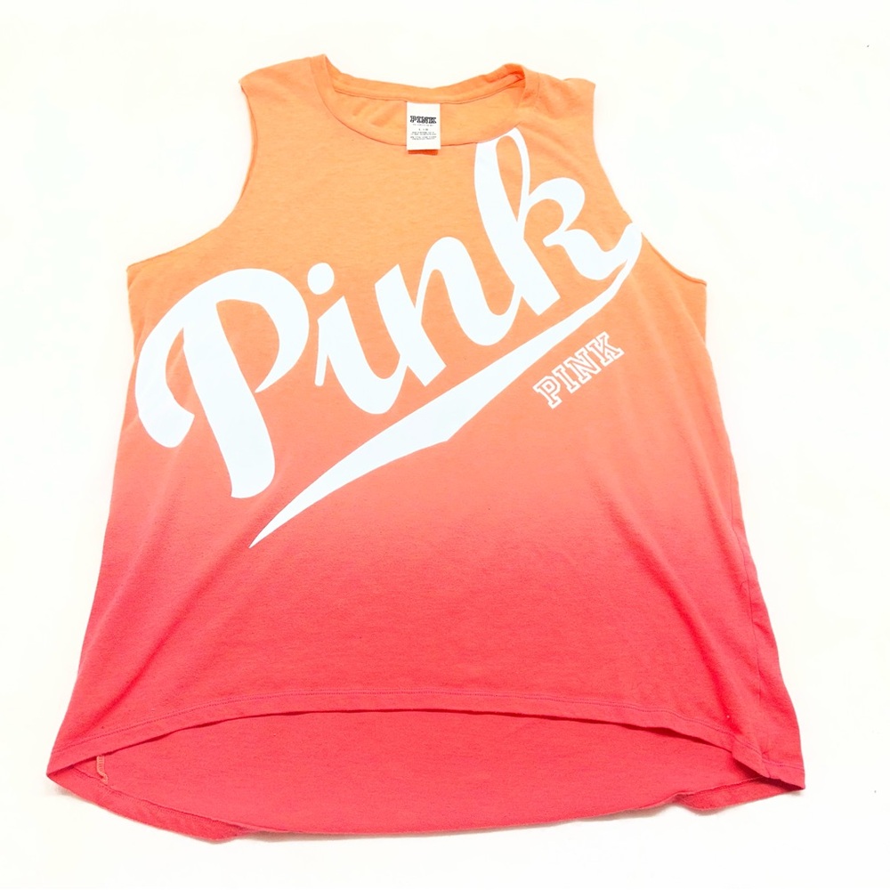 PINK Victoria's Secret Orange to Pink Gradient Muscle Tee